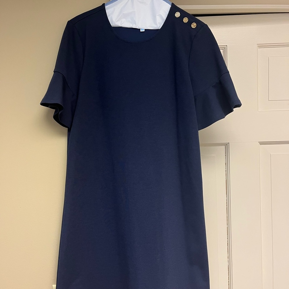 Chic Navy Dress with Button Detail